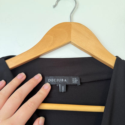 Decjuba Black Cowl Neck Draped Bodysuit Size XL