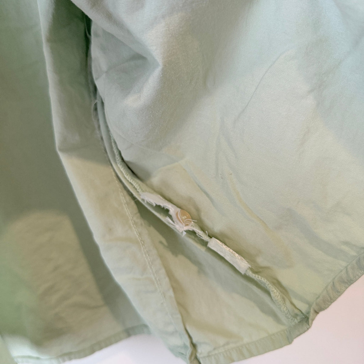Sage Green Cotton Puff Sleeve Cropped Shirt Size S