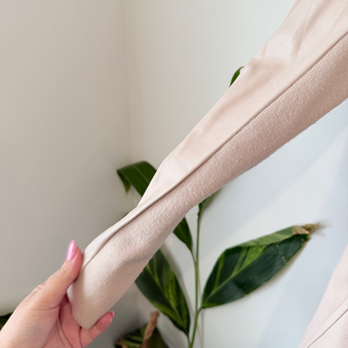 Forever New Blush Faux Leather Waterfall Jacket Size 4