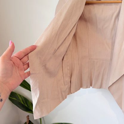Forever New Blush Faux Leather Waterfall Jacket Size 4