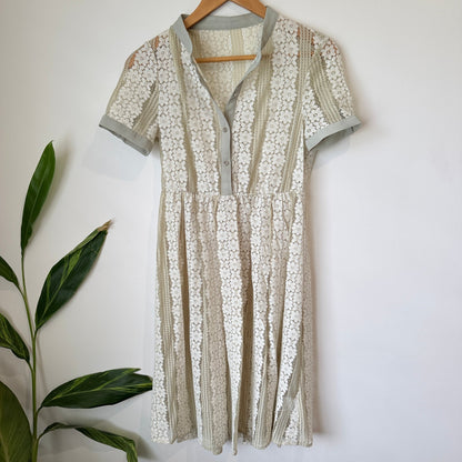 Moho & Mo Cream Daisy Lace Shirt Dress Size S | U/Arm to U/Arm 39cm
