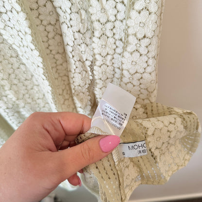 Moho & Mo Cream Daisy Lace Shirt Dress Size S | U/Arm to U/Arm 39cm