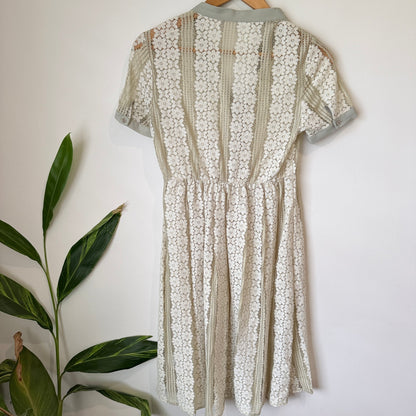 Moho & Mo Cream Daisy Lace Shirt Dress Size S | U/Arm to U/Arm 39cm