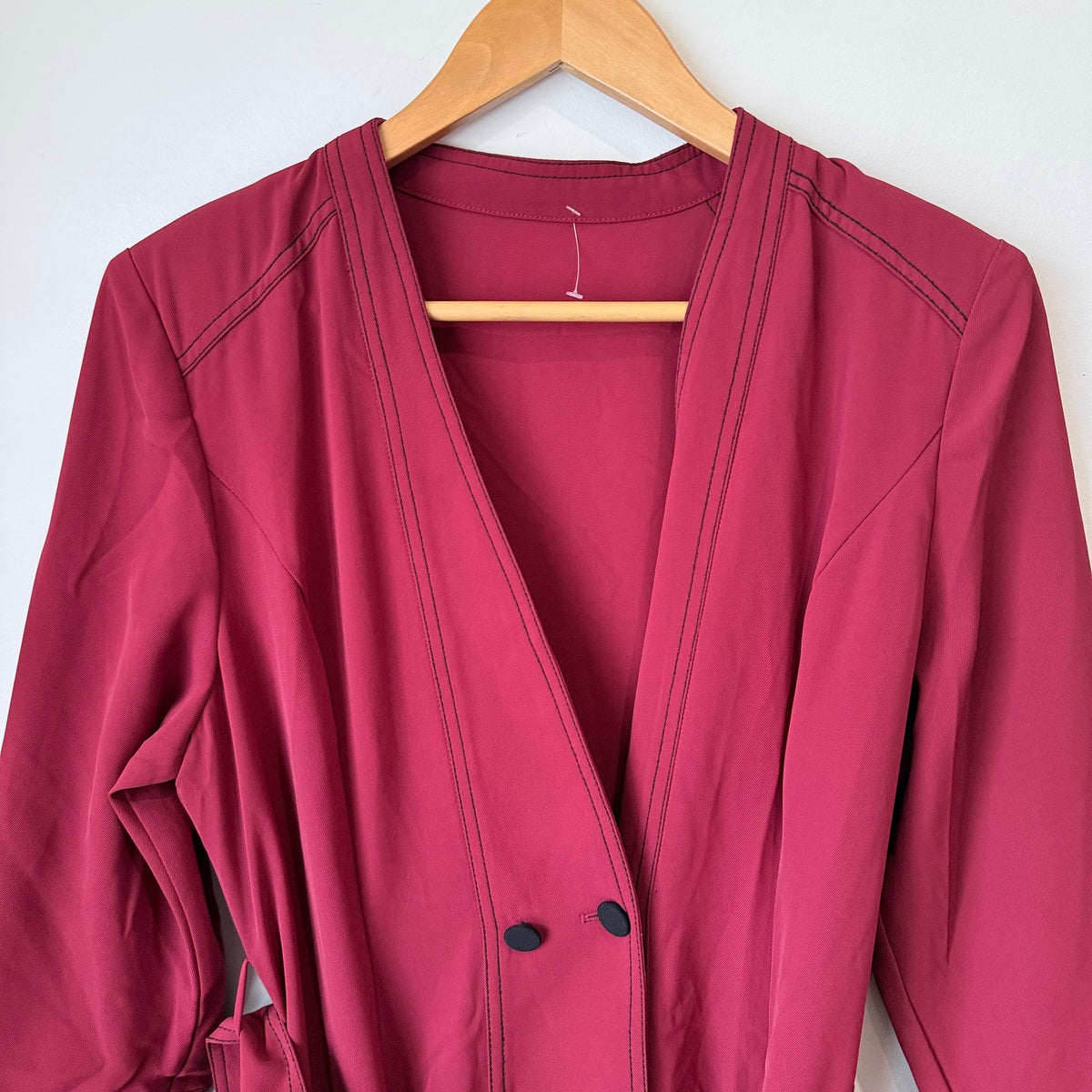 Raspberry Double Breasted Belted Midi Coat Dress | U/Arm to U/Arm 46cm