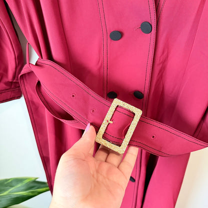 Raspberry Double Breasted Belted Midi Coat Dress | U/Arm to U/Arm 46cm