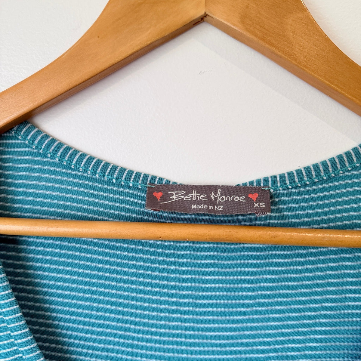 Bettie Monroe Teal Stripe Jersey Pocket Dress Size XS