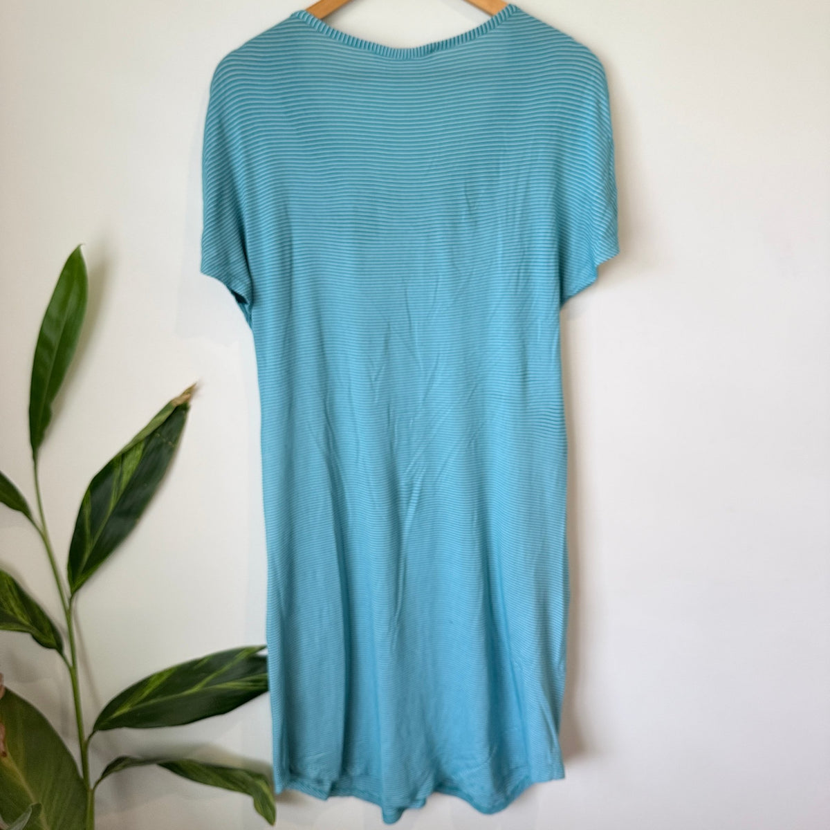 Bettie Monroe Teal Stripe Jersey Pocket Dress Size XS