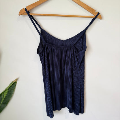 Boohoo Navy Plisse Cami Top Size UK 6