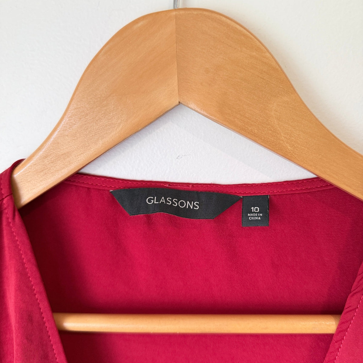 Glassons Red Satin Wrap Tie Top Size 10