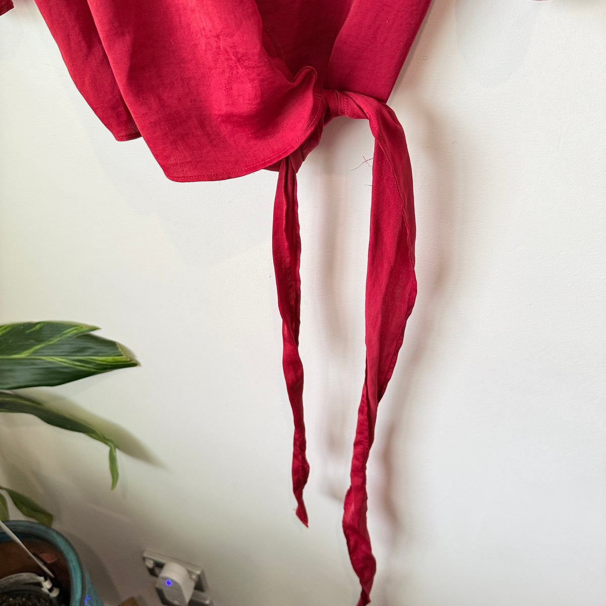 Glassons Red Satin Wrap Tie Top Size 10