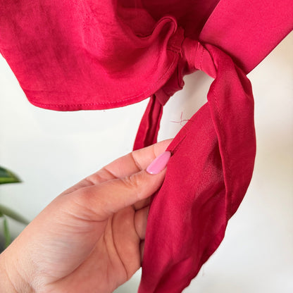 Glassons Red Satin Wrap Tie Top Size 10