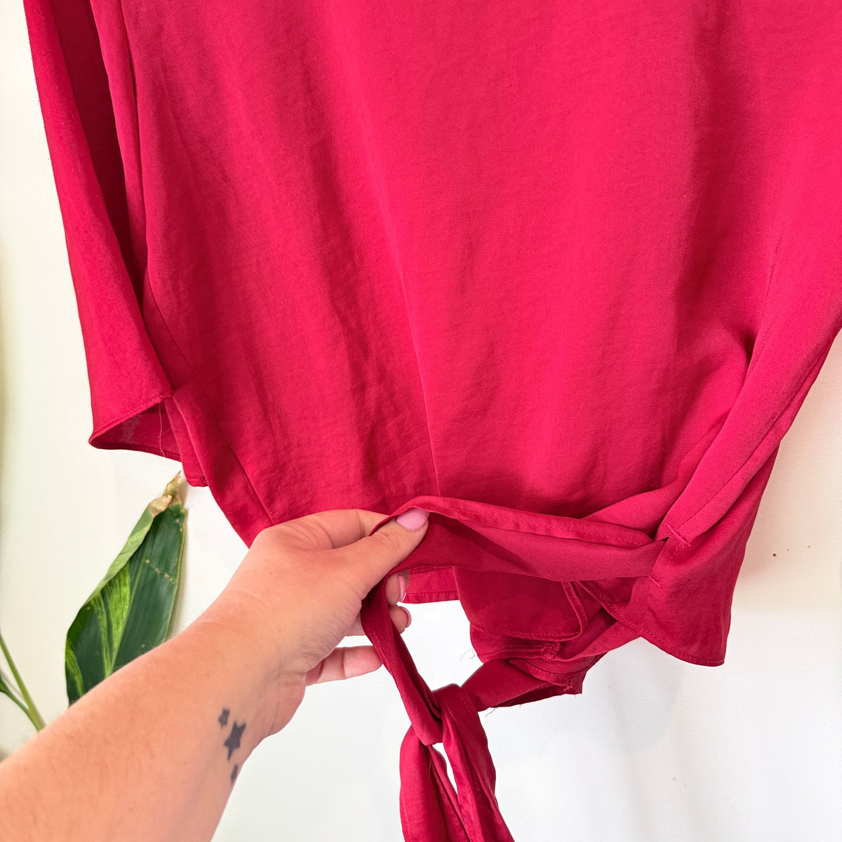 Glassons Red Satin Wrap Tie Top Size 10
