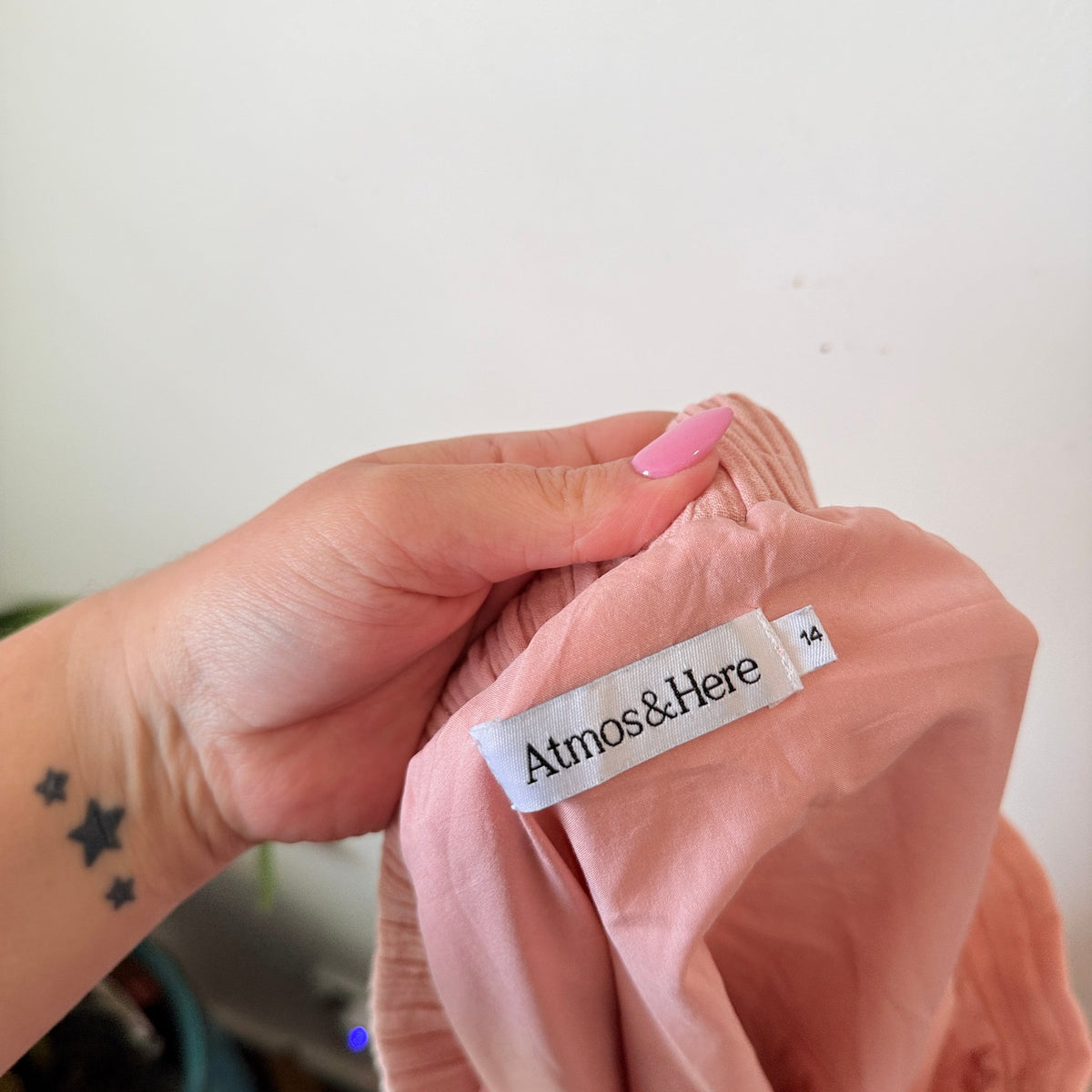 Atmos&Here Blush Cotton Gauze Midi Skirt with Side Splits Size 14
