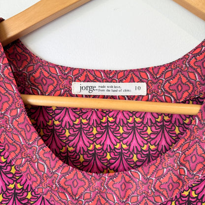 Jorge Magenta Geometric Print Cap Sleeve Top Size 10