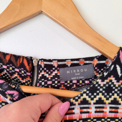 Mirrou Multicolour Aztec Print Bodycon Midi Dress Size S