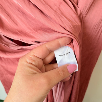 Country Road Dusty Rose Satin Pleated Neck Top Size 16
