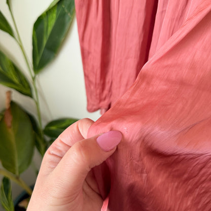 Country Road Dusty Rose Satin Pleated Neck Top Size 16
