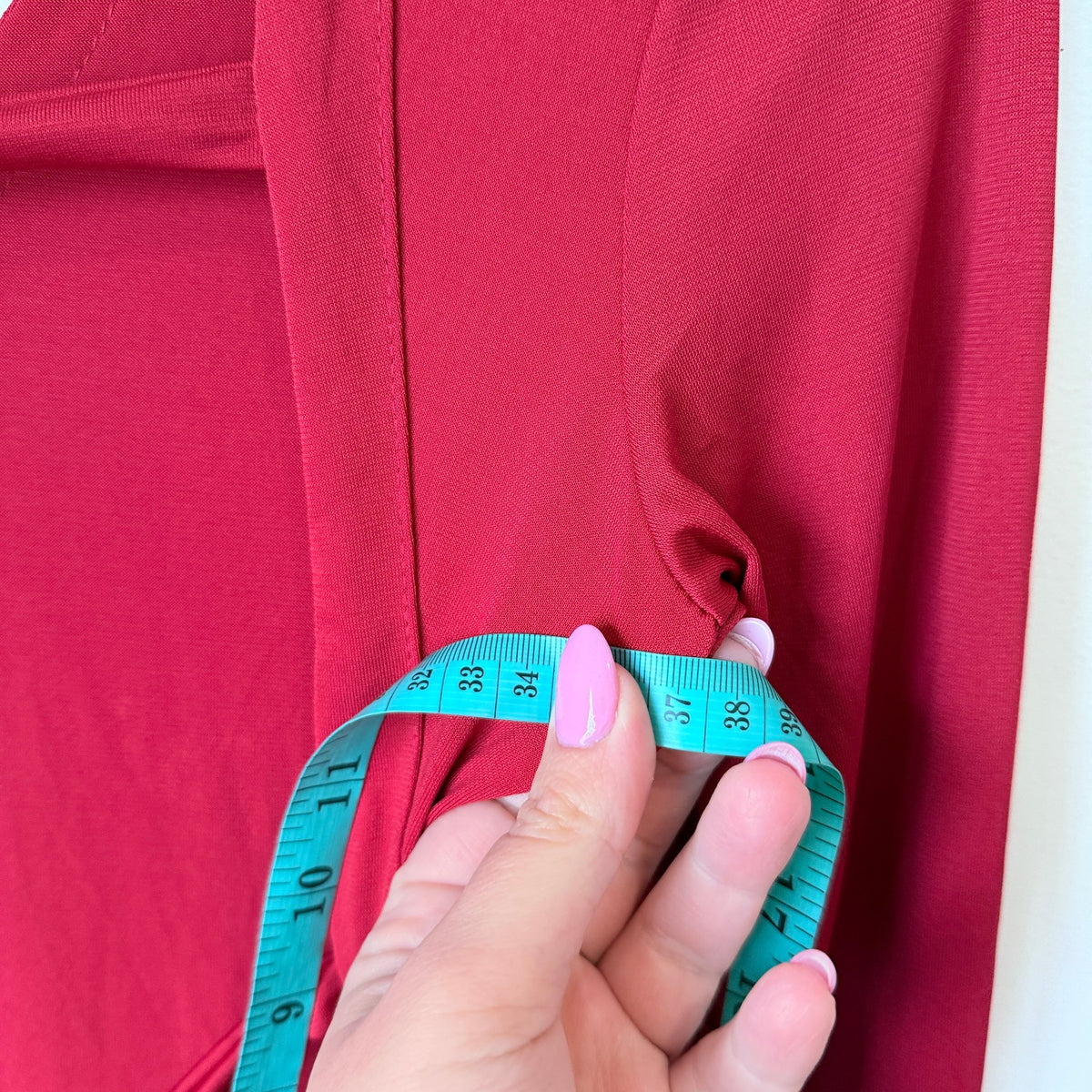 Raspberry Red Open Back Long Sleeve Bodycon Midi Dress Size U/Arm to U/Arm 37cm
