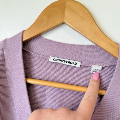 Country Road Lilac Rib Knit Balloon Sleeve Cardigan Size XS