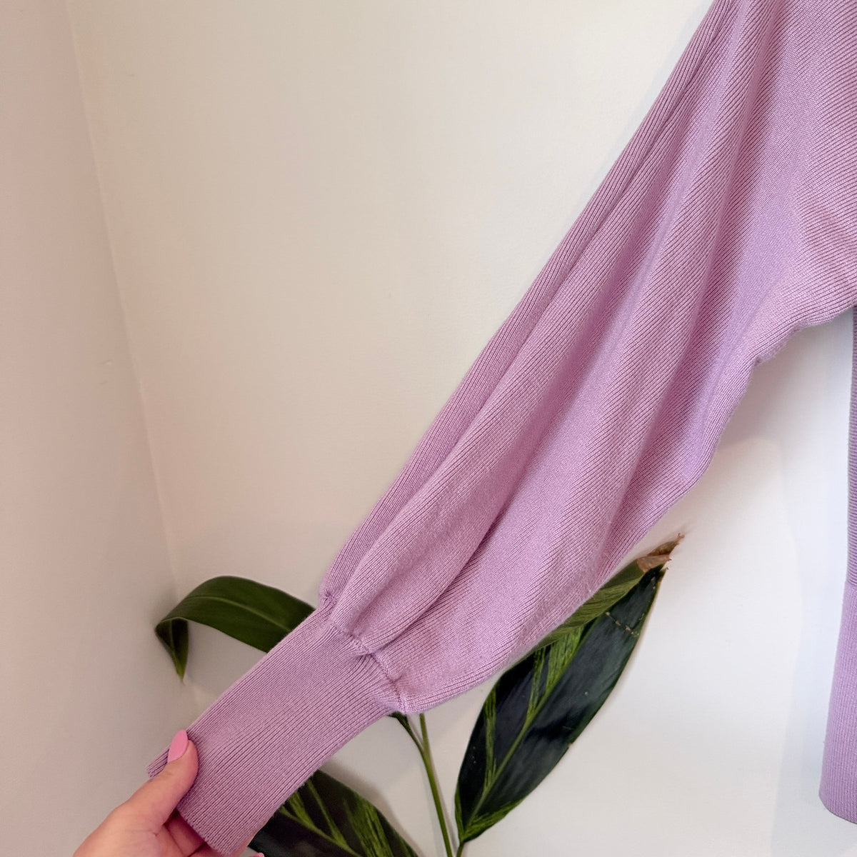 Country Road Lilac Rib Knit Balloon Sleeve Cardigan Size XS