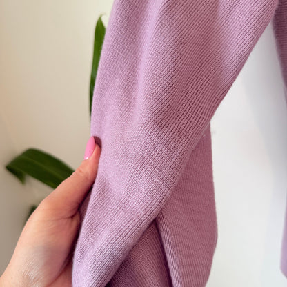 Country Road Lilac Rib Knit Balloon Sleeve Cardigan Size XS