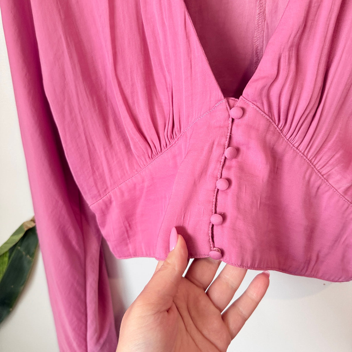 Glassons Pink Button Front Crop Blouse Size 12