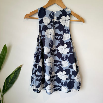 Witchery Blue & Navy Floral Sleeveless Swing Top Size 10