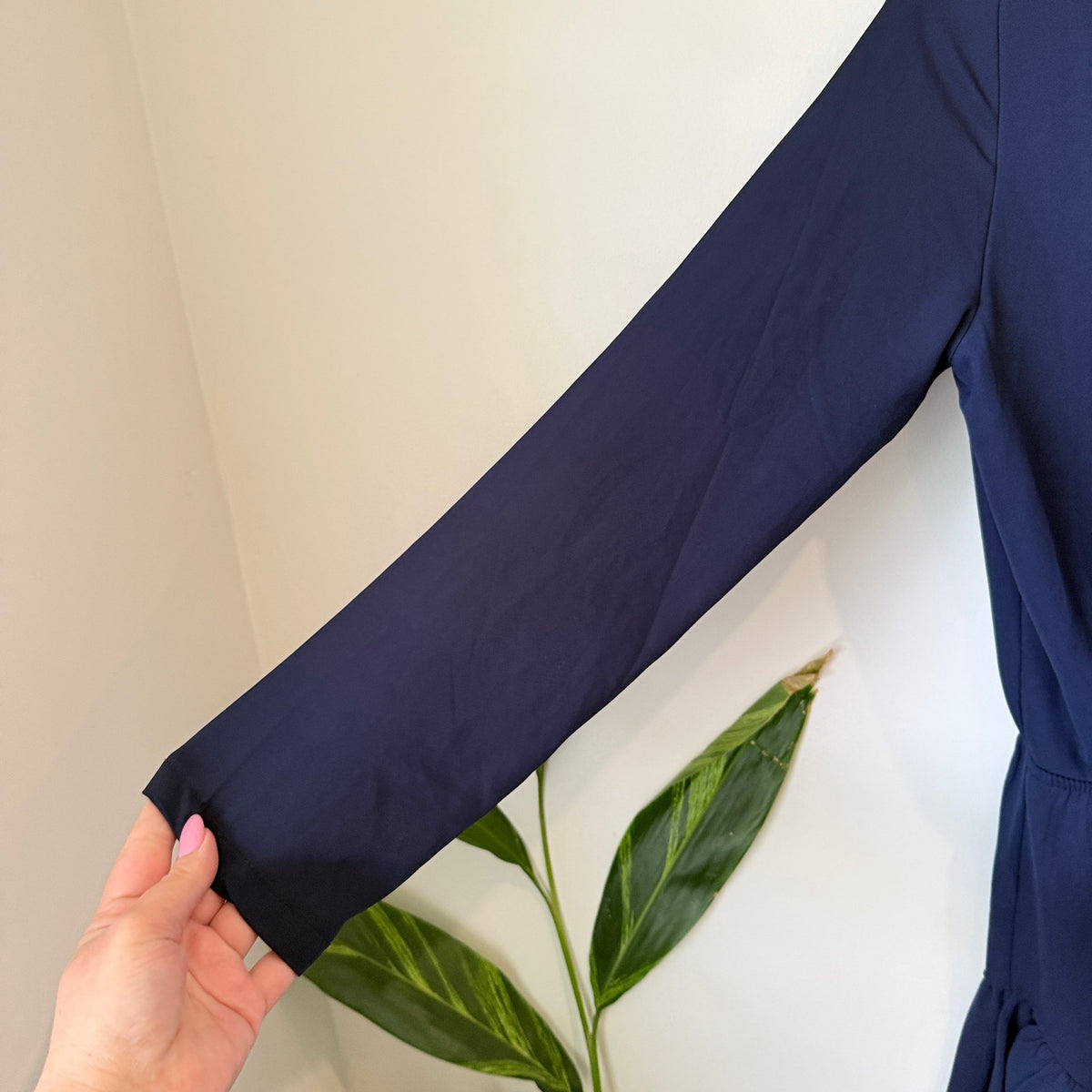 Lioness Navy Wrap Front Long Sleeve Ruffle Playsuit Size 10