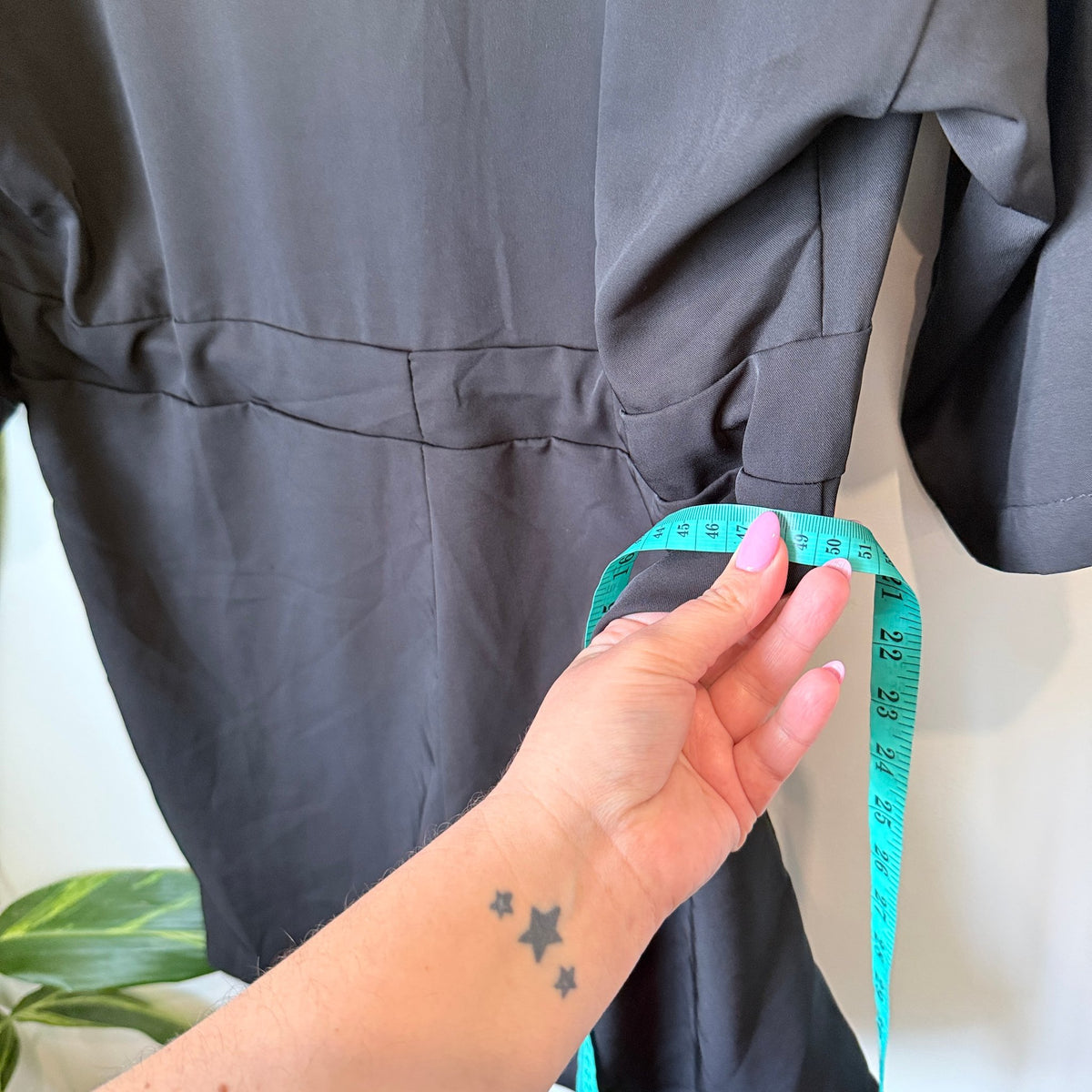 Black Drawstring Waist Short Sleeve Playsuit Size M | U/Arm to U/Arm 53cm