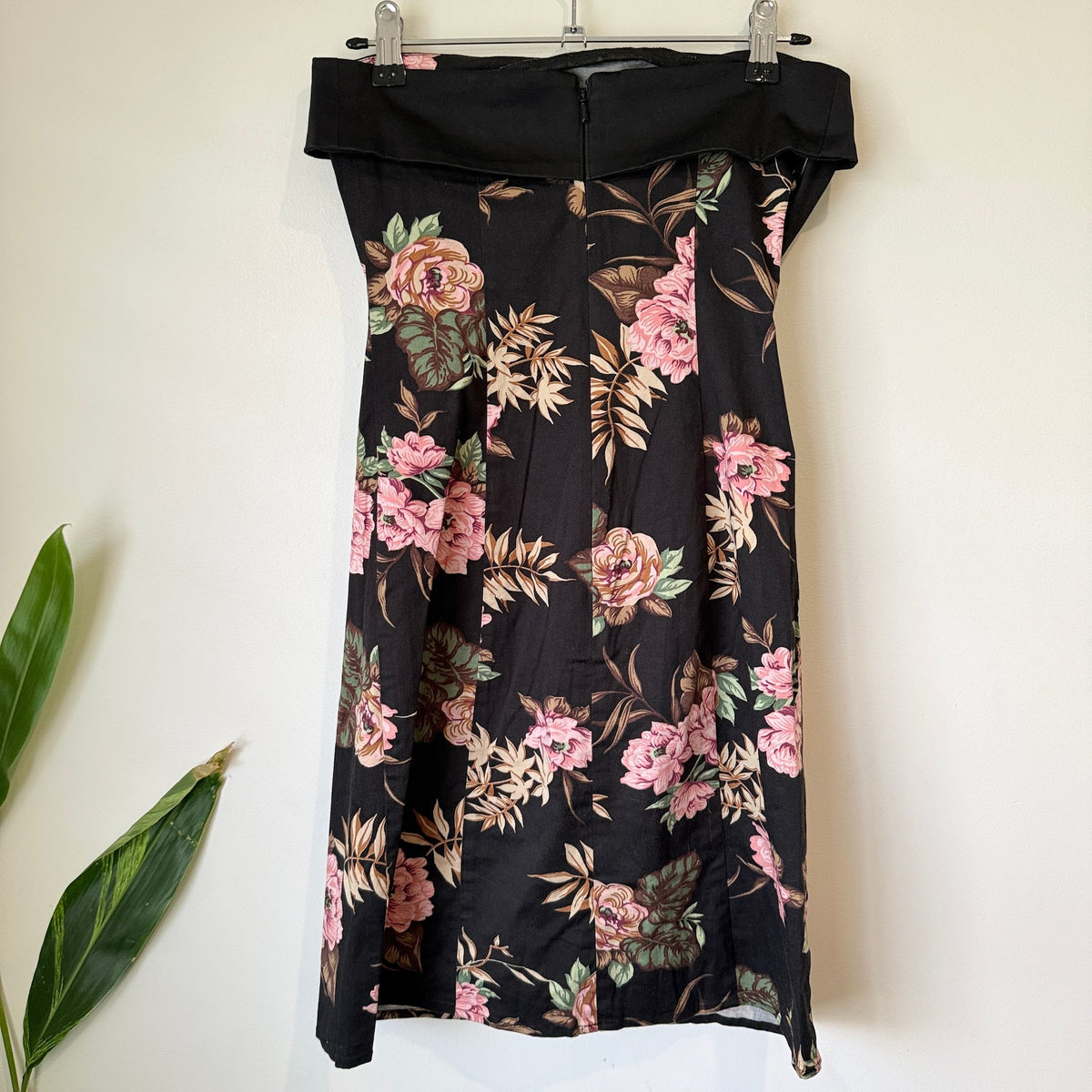 Principals Black Floral Strapless Cotton Dress Size 8