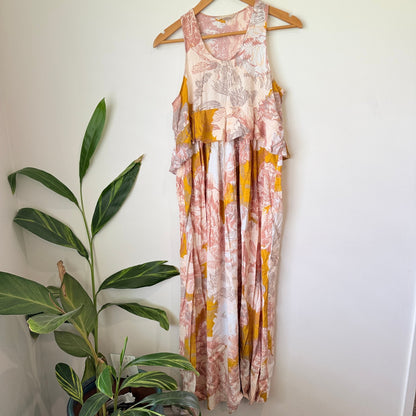 H&M Blush & Mustard Floral Sleeveless Dress Size 10