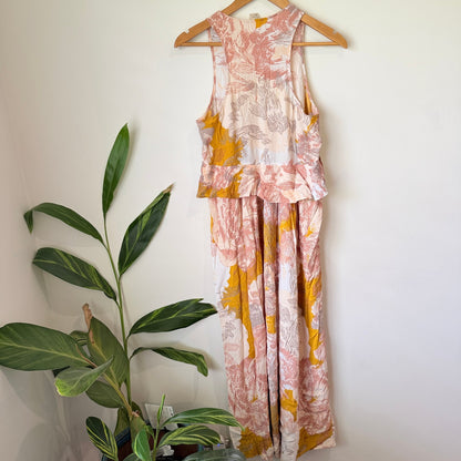 H&M Blush & Mustard Floral Sleeveless Dress Size 10