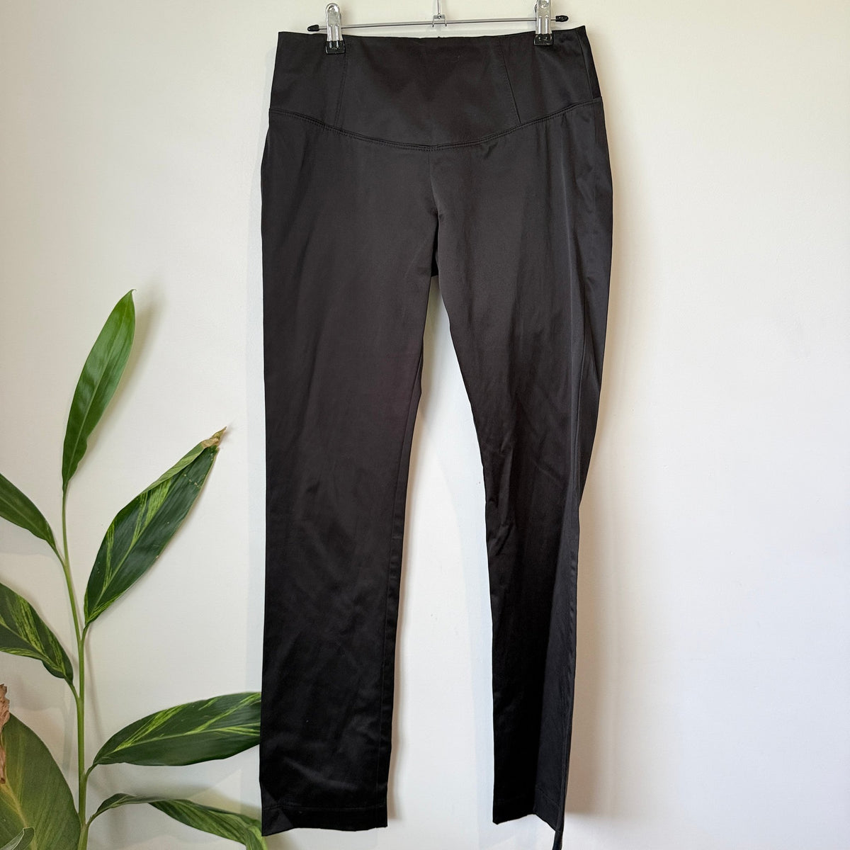 Catelyst Black Satin Stretch Straight Leg Pants Size 10