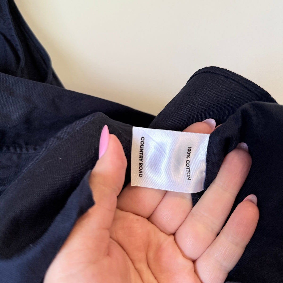 Country Road Navy Cotton Button Collar Sleeveless Top Size S