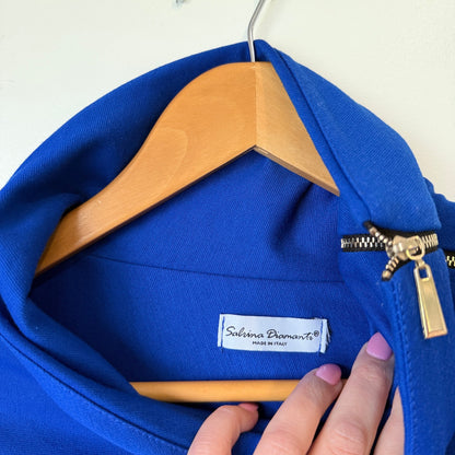 Sabrina Diamanti Cobalt Blue Cowl Neck Zip Detail Dress - 46cm u/arm
