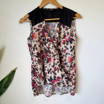 Stella Floral Print Wrap Front Sleeveless Top Size S