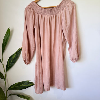 Glassons Blush Smocked Off Shoulder Balloon Sleeve Dress Size 16