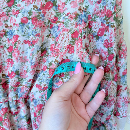 Ally Pink Ditsy Floral Lace Trim Mini Dress Size U/Arm to U/Arm 38cm