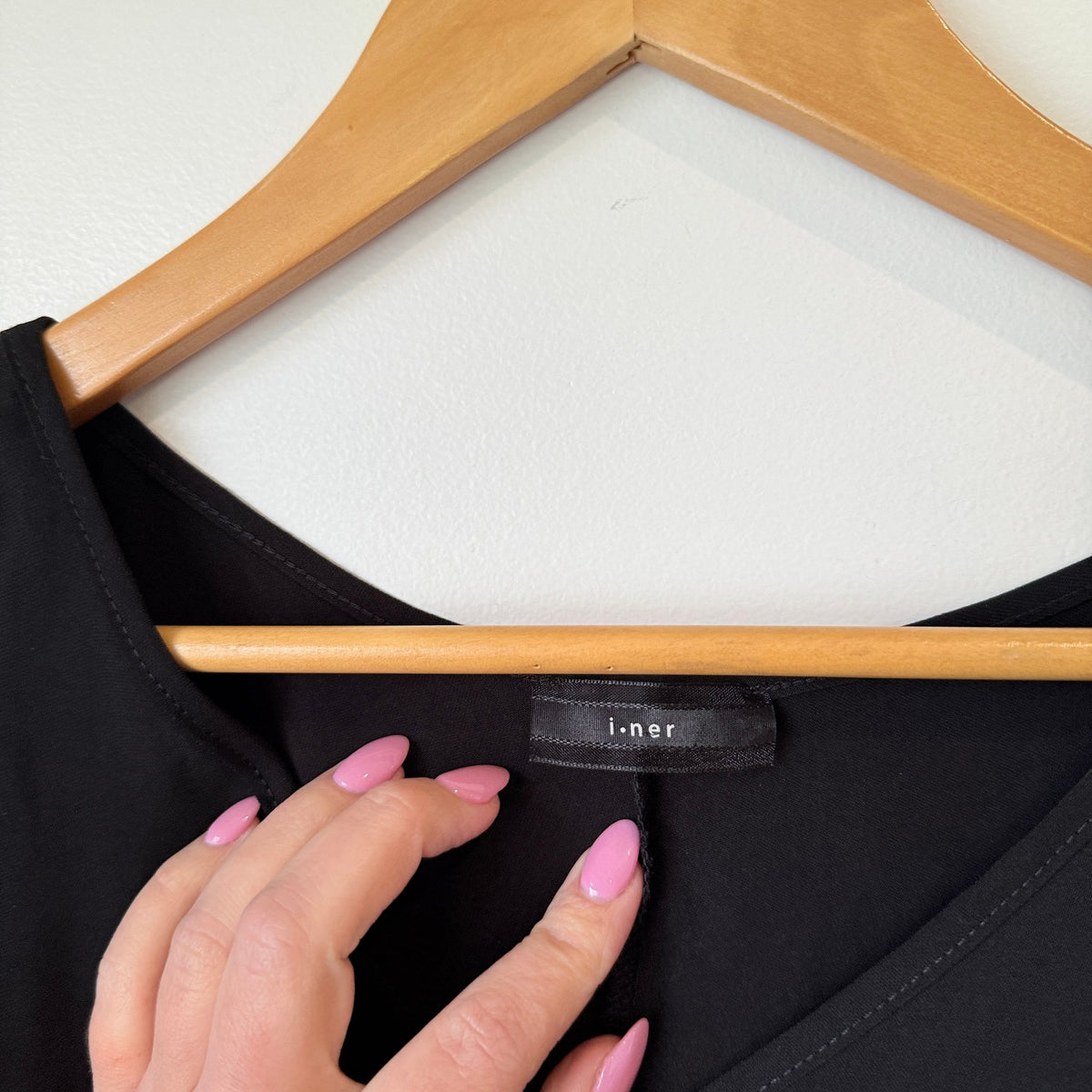 i-ner Black Batwing Elastic Waist Peplum Top