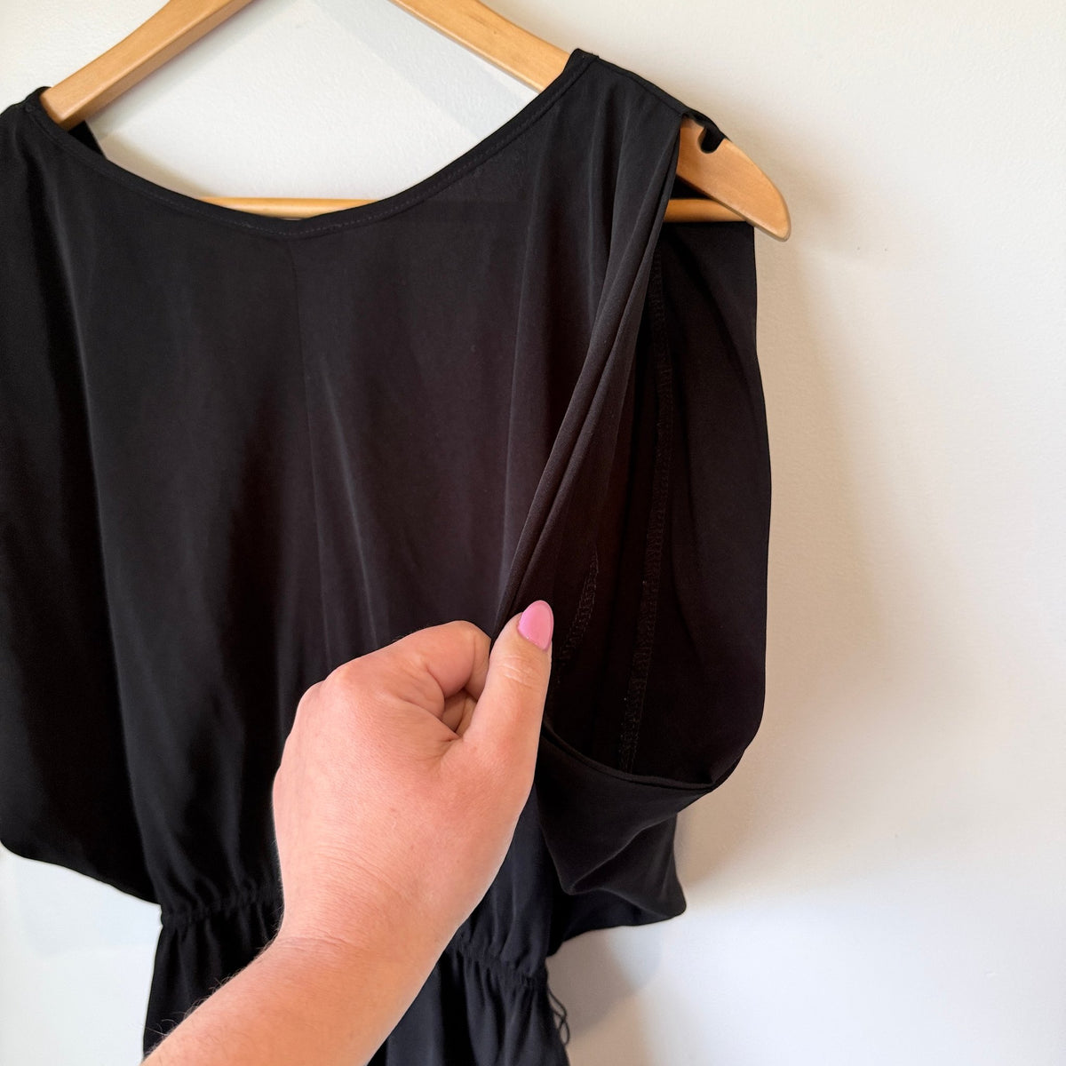 i-ner Black Batwing Elastic Waist Peplum Top