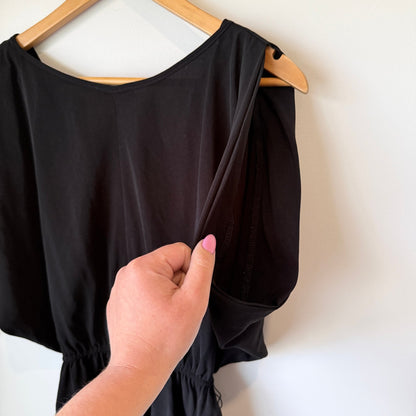 i-ner Black Batwing Elastic Waist Peplum Top