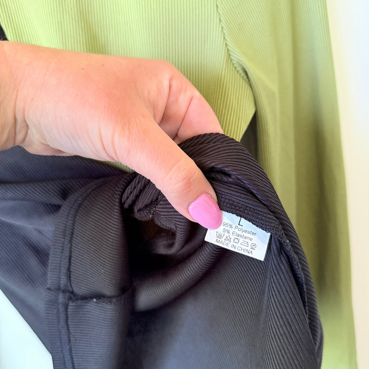 Olive & Black Colour Block Rib Mock Neck Top Size L | U/Arm to U/Arm 44cm
