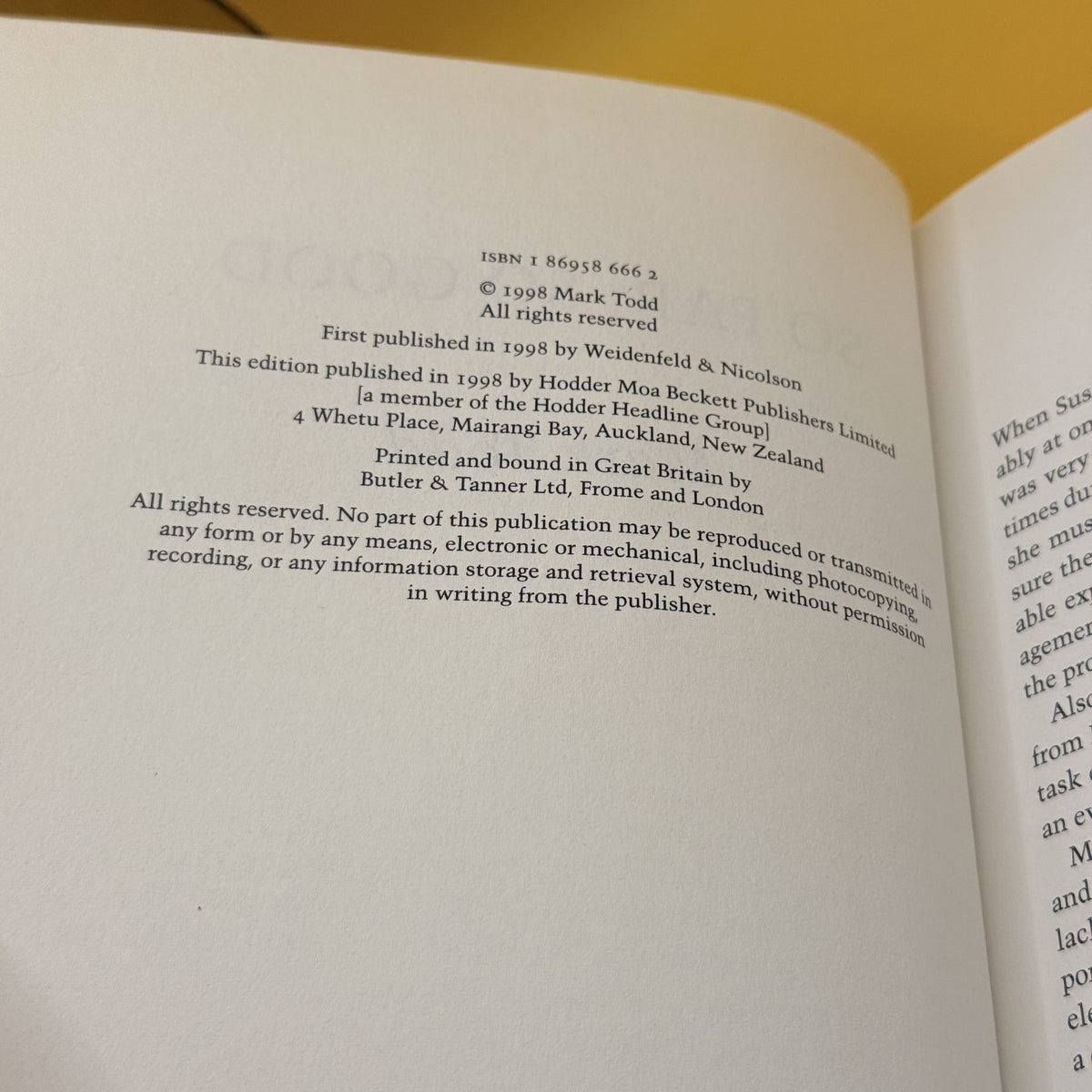 So Far, So Good: The Autobiography by Mark Todd 1998