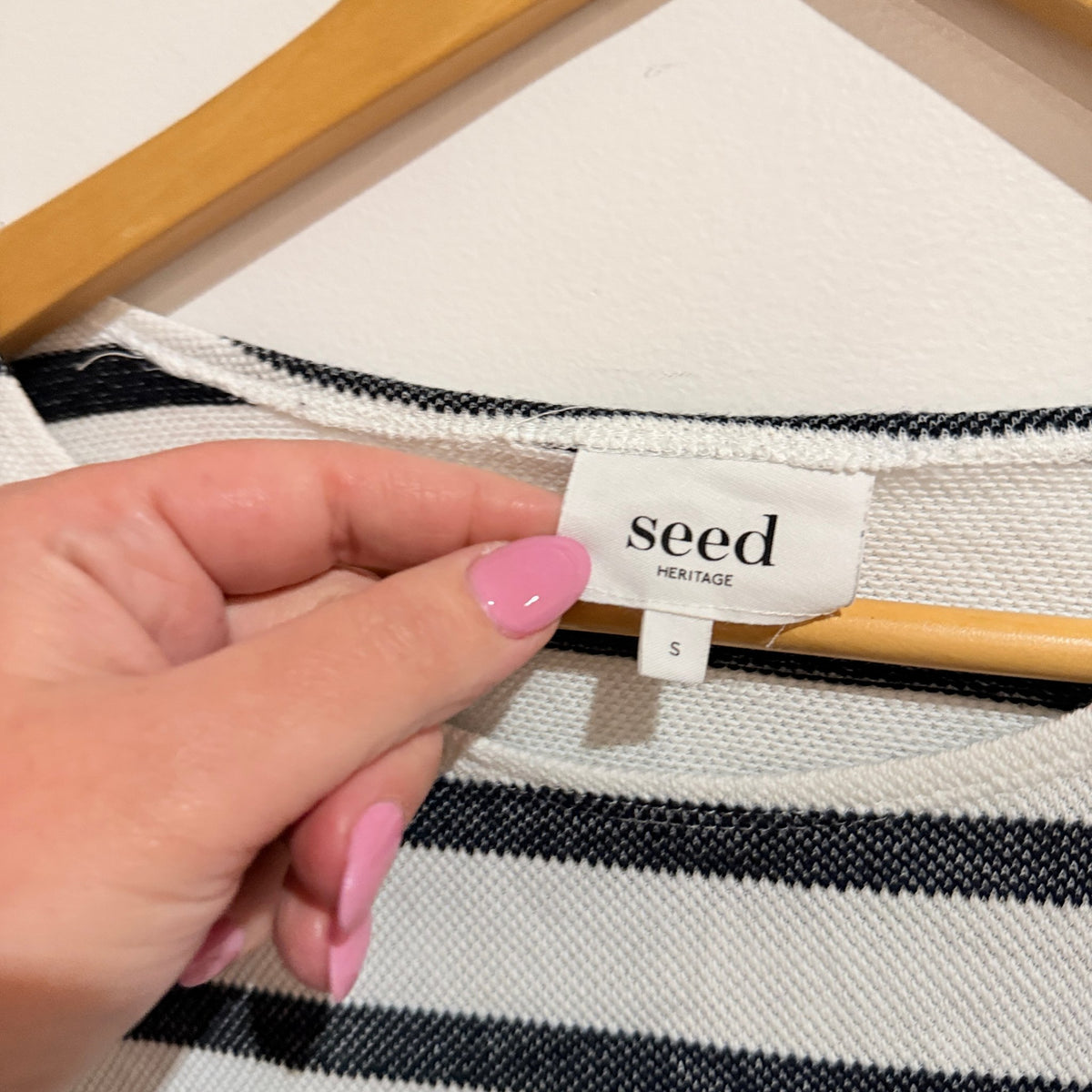 Seed Heritage Black & White Stripe Long Sleeve Top Size S