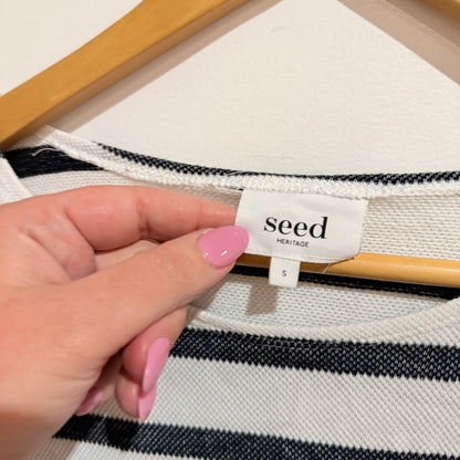 Seed Heritage Black & White Stripe Long Sleeve Top Size S