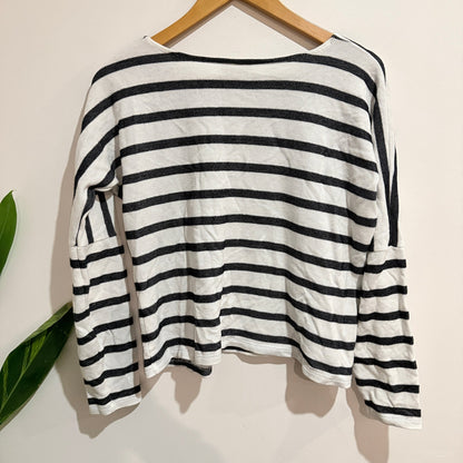 Seed Heritage Black & White Stripe Long Sleeve Top Size S