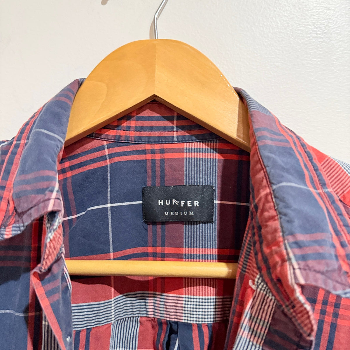 Huffer Red & Navy Check Lennon Shirt Size M