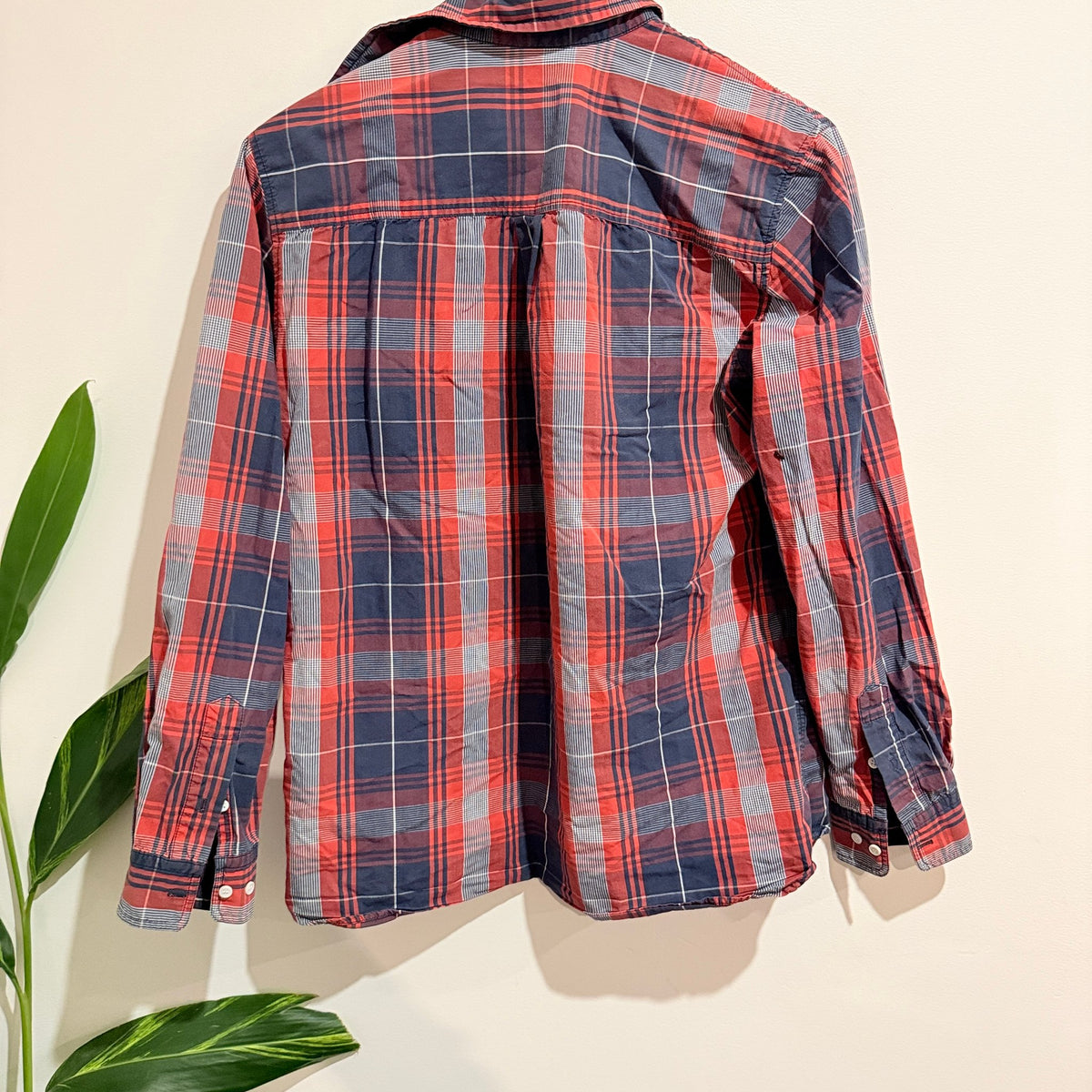Huffer Red & Navy Check Lennon Shirt Size M