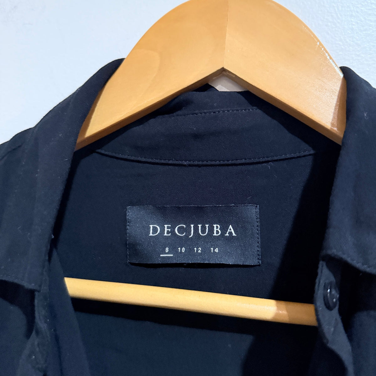 Decjuba Black Button Up Shirt Size 8