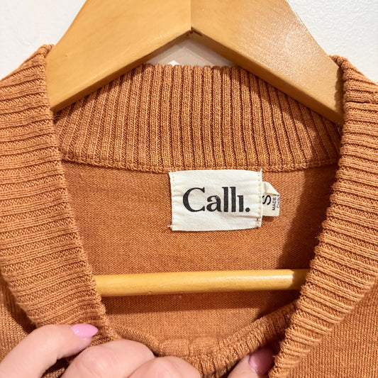 Calli Rust Mock Neck Knit Jumper with Tie Hem Size S